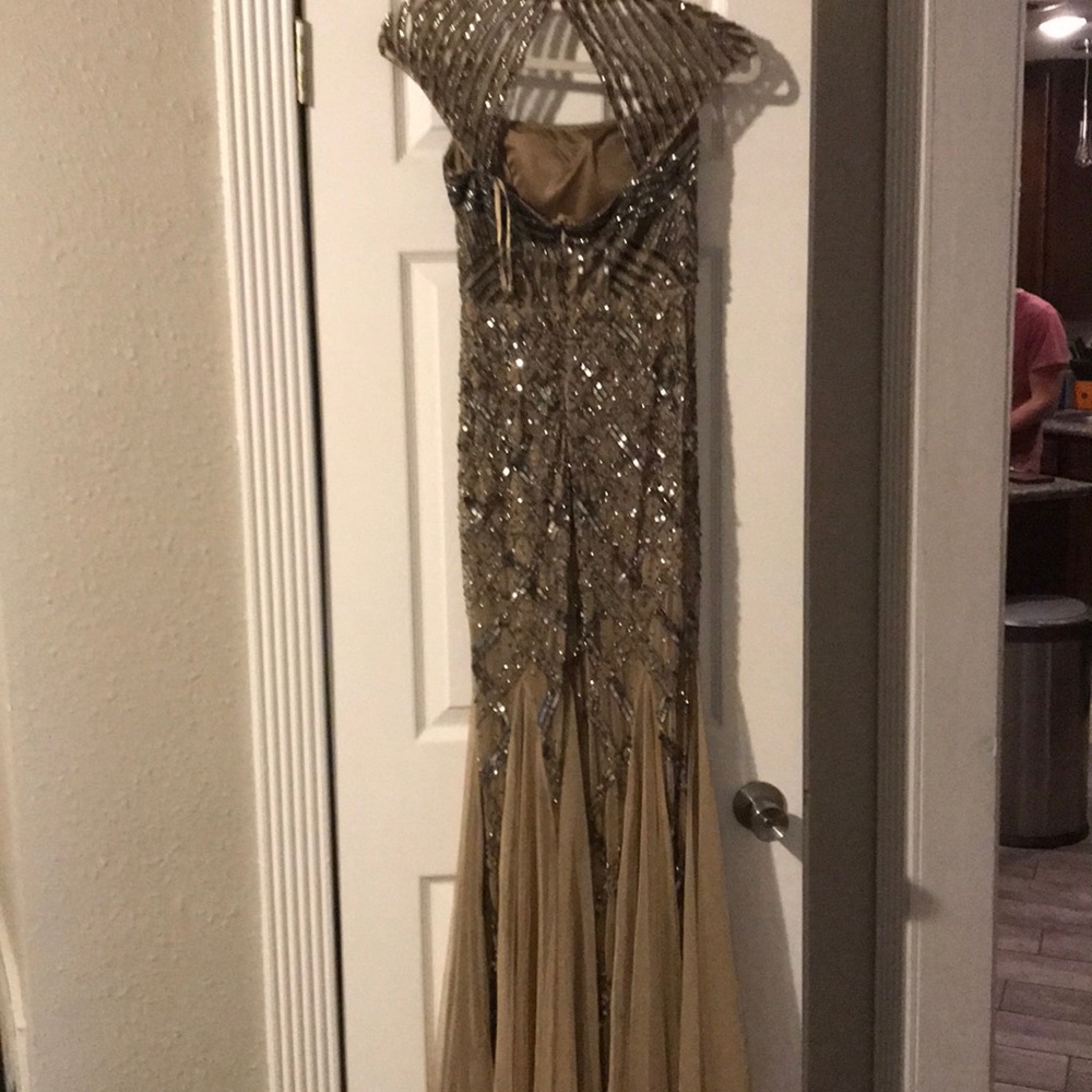 Gorgeous Champagne and Mocha Beaded Gown - Picture 2 of 5